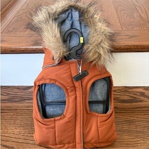 Rust Dog Vest with Fur Trim